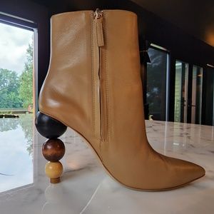 Cult Gaia Ankle Boots SIZE 38 Tan with 3-tier wood heel